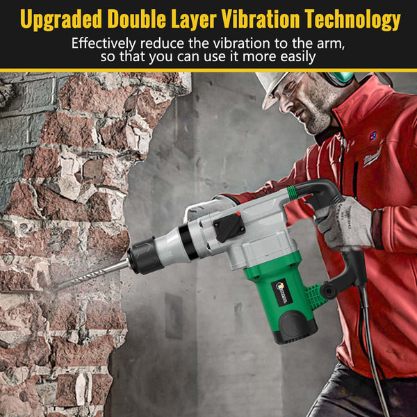 CONENTOOL 1600W Power Motor SDS Hammer Drill, 1000 r/min Heavy Duty Corded Electic Dills, 360 ° Rotary Hammers