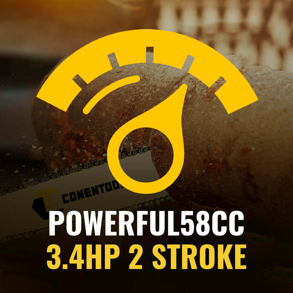 Conentool 2.2kW 2-Stroke 52CC Engine Petrol Chainsaw, With 20-inch Metal Chainsaw Blade And 550ml Large Capacity Fuel Tank