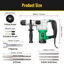 CONENTOOL 1600W Power Motor SDS Hammer Drill, 1000 r/min Heavy Duty Corded Electic Dills, 360 ° Rotary Hammers
