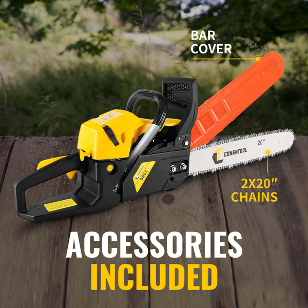 Conentool 2.2kW 2-Stroke 52CC Engine Petrol Chainsaw, With 20-inch Metal Chainsaw Blade And 550ml Large Capacity Fuel Tank