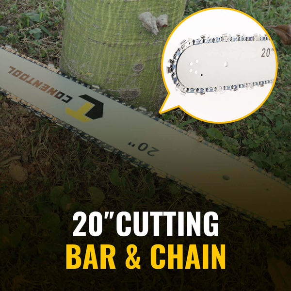 Conentool 2.2kW 2-Stroke 52CC Engine Petrol Chainsaw, With 20-inch Metal Chainsaw Blade And 550ml Large Capacity Fuel Tank