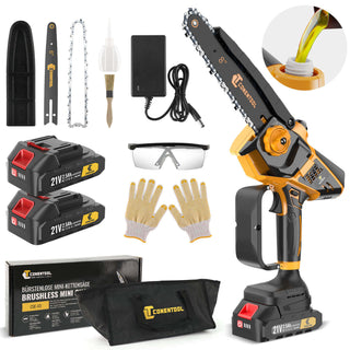 CONENTOOL 2500mAh Mini Chainsaw Brushless8 Inch & 6 Inch With Security Lock