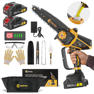 CONENTOOL 2500mAh Mini Chainsaw Brushless8 Inch & 6 Inch With Security Lock