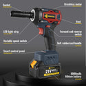 Conentool 520Nm Brushless Impact Wrench High Torque, 2 Power Battery Impact Gun w/ 6.0Ah Battery, Fast Charger, Variable Speeds for Car Tire Truck RV Mower