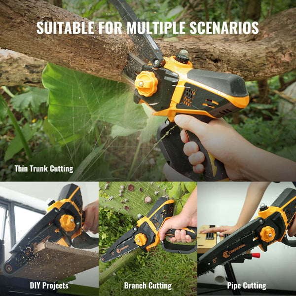 CONENTOOL 2500mAh Mini Chainsaw Brushless8 Inch & 6 Inch With Security Lock