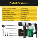 CONENTOOL 1600W Power Motor SDS Hammer Drill, 1000 r/min Heavy Duty Corded Electic Dills, 360 ° Rotary Hammers