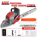 Conentool 2.5kW 2-Stroke 62CC Engine Petrol Chainsaw, With 22-inch Metal Chainsaw Blade And 550ml Large Capacity Fuel Tank