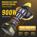 CONENTOOL 900W Buffer Polisher & Polisher Waxer, 3 Variable Speed 2000-6000 RPM, 15° eccentricity