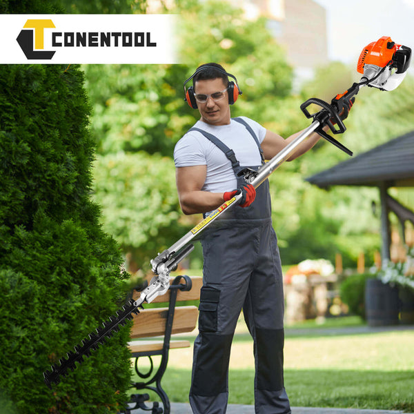 CONENTOOL 52CC 2-Cycle Gas Weed Eater, Multifunctional 5 in 1 Gas Weed Wacker, Upgraded 2.2KW/11000rpm Strong Power Brush Cutter