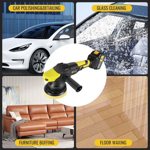 CONENTOOL 900W Buffer Polisher & Polisher Waxer, 3 Variable Speed 2000-6000 RPM, 15° eccentricity