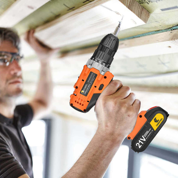 Conentool 21V Drill Driver Set, Electric Screwdriver with 2X 2000mAh Batteries, 45 N.m Max Combi Drill, 25+1 Torque Power Drills