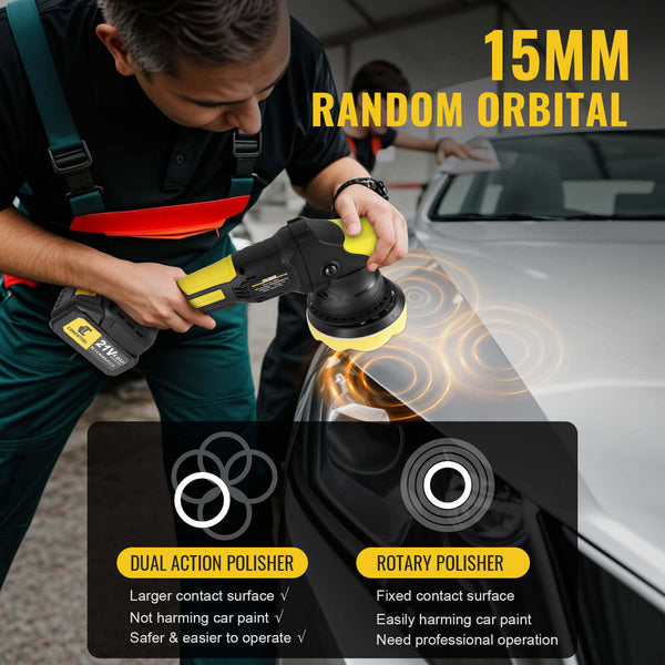 CONENTOOL 900W Buffer Polisher & Polisher Waxer, 3 Variable Speed 2000-6000 RPM, 15° eccentricity