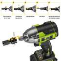 Conentool 520Nm Brushless Impact Wrench High Torque, 2 Power Battery Impact Gun w/ 6.0Ah Battery, Fast Charger, Variable Speeds