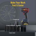 Conentool 520Nm Brushless Impact Wrench High Torque, 2 Power Battery Impact Gun w/ 6.0Ah Battery, Fast Charger, Variable Speeds for Car Tire Truck RV Mower