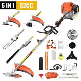 CONENTOOL WS-52-5C 5 in 1 Hedge Trimmer Multi Tool Petrol Strimmer BrushCutter Garden Chainsaw