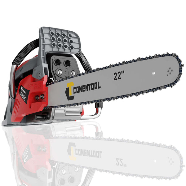 Conentool 2.5kW 2-Stroke 62CC Engine Petrol Chainsaw, With 22-inch Metal Chainsaw Blade And 550ml Large Capacity Fuel Tank