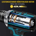 Conentool 21V Cordless Drill Driver Set, Electric Screwdriver with 2X 2000mAh Batteries, 45 N.m Max Combi Drill, 25+3 Torque Power Drills
