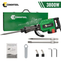 CONENTOOL 3800W Electic SDS Hammer Drill, Concrete Tile Breaker Demolition Heavy Duty, 55J 360 ° Rotary Jack Hammers with 2 Chisel Bits
