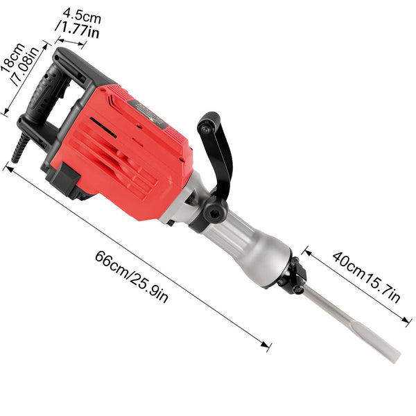 CONENTOOL 3600W Electic SDS Hammer Drill, Concrete Tile Breaker Demolition Heavy Duty, 65J 360 ° Rotary Jack Hammers with 2 Chisel Bits