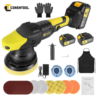 CONENTOOL 900W Buffer Polisher & Polisher Waxer, 3 Variable Speed 2000-6000 RPM, 15° eccentricity