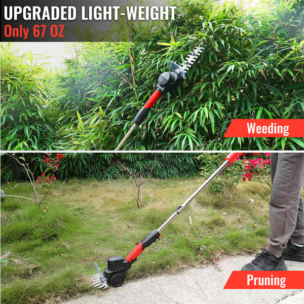 CONENTOOL 2 In 1 In-cordless hedge Trimmer, 12V Rod Hedge Shears With Battery And Charger, 2000mAh Electric Hedge Trimmer