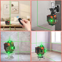 CONENTOOL Cross Line Laser, 4 x 360° Green Self-Levelling Laser Spirit Level, Self-Levelling Line Laser, Remote Control, 2 x 3600 mAh Battery