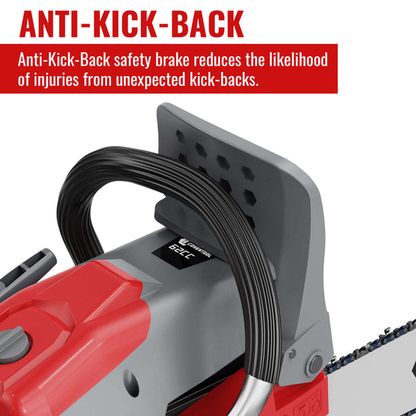 Conentool 2.5kW 2-Stroke 62CC Engine Petrol Chainsaw, With 22-inch Metal Chainsaw Blade And 550ml Large Capacity Fuel Tank