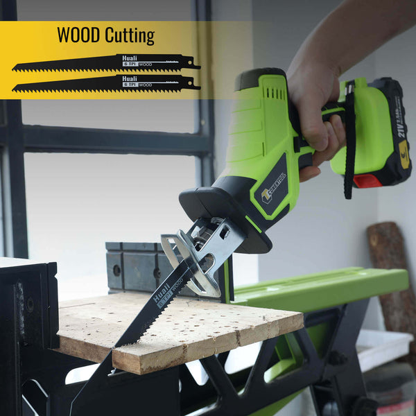 CONENTOOL Reciprocating Saw, 0-3000 RPM Cordless Electric Reciprocating Saw, 15mm Cutting Width, Tool-Free Blade Change