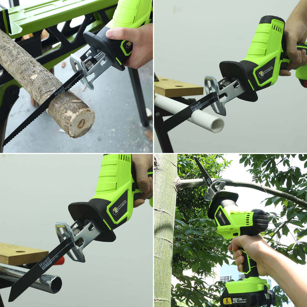 CONENTOOL Reciprocating Saw, 0-3000 RPM Cordless Electric Reciprocating Saw, 15mm Cutting Width, Tool-Free Blade Change