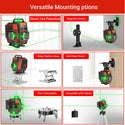 CONENTOOL Cross Line Laser, 4 x 360° Green Self-Levelling Laser Spirit Level, Self-Levelling Line Laser, Remote Control, 2 x 3600 mAh Battery