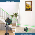 CONENTOOL Cross Line Laser, 4 x 360° Green Self-Levelling Laser Spirit Level, Self-Levelling Line Laser, Remote Control
