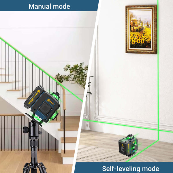 CONENTOOL Cross Line Laser, 4 x 360° Green Self-Levelling Laser Spirit Level, Self-Levelling Line Laser, Remote Control