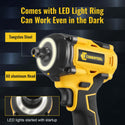 Conentool 520Nm Brushless Impact Wrench High Torque, 2 Power Battery Impact Gun w/ 6.0Ah Battery, Fast Charger, Variable Speeds for Car Tire Truck RV Mower