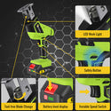CONENTOOL Reciprocating Saw, 0-3000 RPM Cordless Electric Reciprocating Saw, 15mm Cutting Width, Tool-Free Blade Change