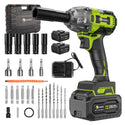 Conentool 520Nm Brushless Impact Wrench High Torque, 2 Power Battery Impact Gun w/ 6.0Ah Battery, Fast Charger, Variable Speeds