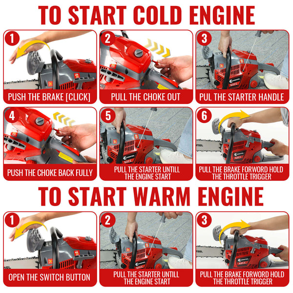 Conentool 2.5kW 2-Stroke 62CC Engine Petrol Chainsaw, With 22-inch Metal Chainsaw Blade And 550ml Large Capacity Fuel Tank