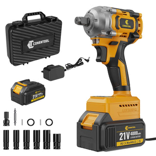 Conentool 680Nm(500ft-lbs) Brushless Impact Wrench High Torque, 2 Power Battery Impact Gun w/ 4.0Ah Battery, Fast Charger, Variable Speeds for Car Tire Truck RV Mower