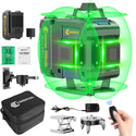 CONENTOOL Cross Line Laser, 4 x 360° Green Self-Levelling Laser Spirit Level, Self-Levelling Line Laser, Remote Control