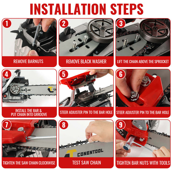 Conentool 2.5kW 2-Stroke 62CC Engine Petrol Chainsaw, With 22-inch Metal Chainsaw Blade And 550ml Large Capacity Fuel Tank
