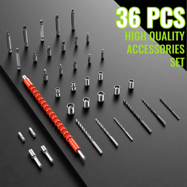 Conentool 21V Drill Driver Set, Electric Screwdriver with 2X 2000mAh Batteries, 45 N.m Max Combi Drill, 25+1 Torque Power Drills