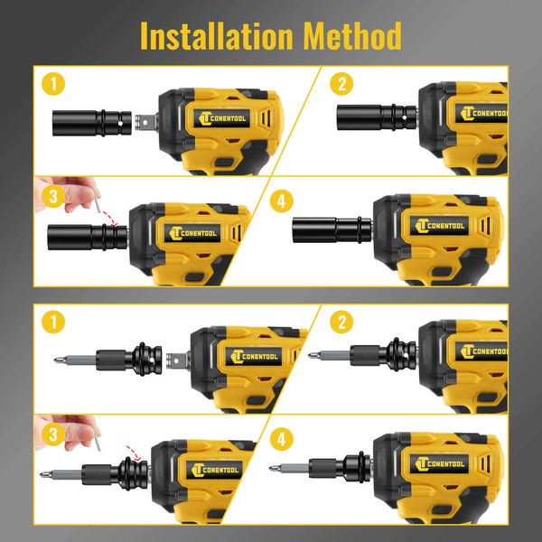 Conentool 520Nm Brushless Impact Wrench High Torque, 2 Power Battery Impact Gun w/ 6.0Ah Battery, Fast Charger, Variable Speeds for Car Tire Truck RV Mower