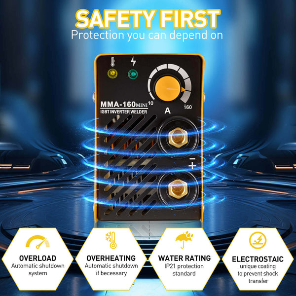 CONENTOOL 220V 160A High Output Portable Welder With Hot Start - Easy Operation