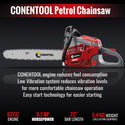Conentool 2.5kW 2-Stroke 62CC Engine Petrol Chainsaw, With 22-inch Metal Chainsaw Blade And 550ml Large Capacity Fuel Tank