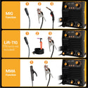 CONENTOOL 220V/200A High Output Portable Welder supports gas MIG, Gasless MIG, MMA, And TIG