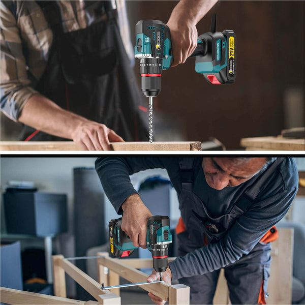 Conentool 21V Brushless Drill Driver Set, Electric Screwdriver with 2X 2500mAh Batteries, 55 N.m Max Combi Drill, 35+3 Torque Power Drills