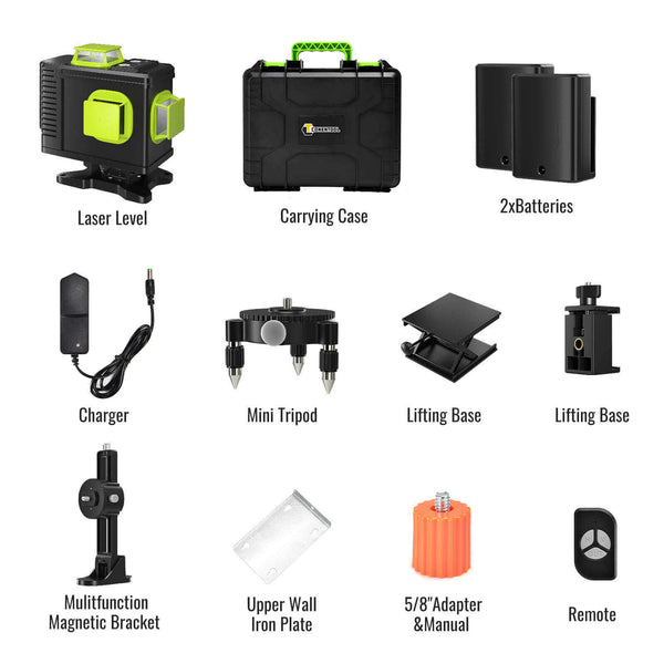 CONENTOOL Multipurpose 360° Self Leveling Cross Line Laser Level, Vertical and Horizontal Line, Rotatable 360 Degree, Carrying Case, TWO Battery