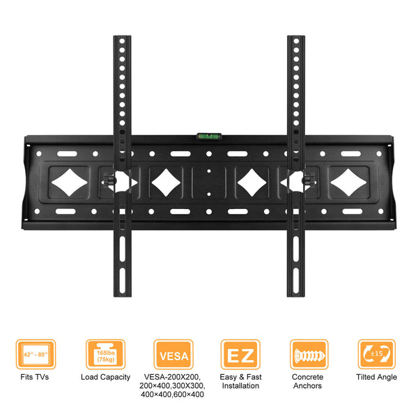 Tilting TV Wall Mount Bracket for 42-80 inch Flat/ Curved TVs Low Profile Design | CONENTOOL