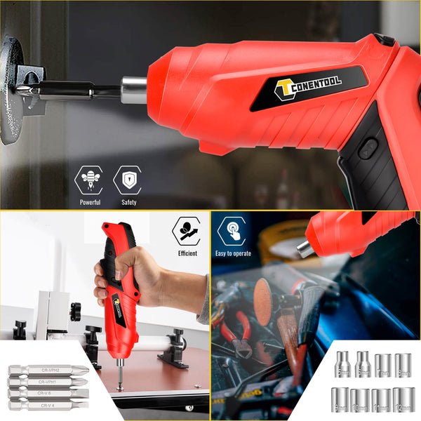 Power Cordless 3.6v 1300mAh Screwdriver with 47 Accessory Kit | CONENTOOL
