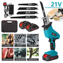 21V Cordless Reciprocating Saw With 2 Rechargeable Batteries, 4X Saw Blades | CONENTOOL