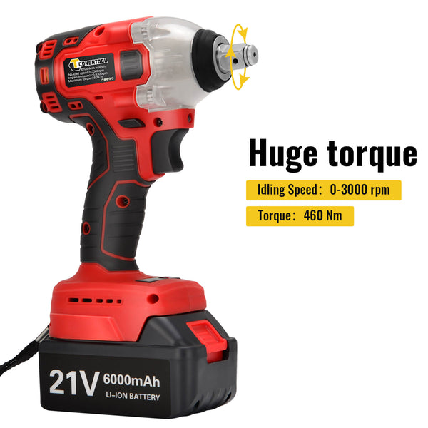 21V Cordless Impact Wrench, 6000mah Powerful Brushless Motor  | CONENTOOL